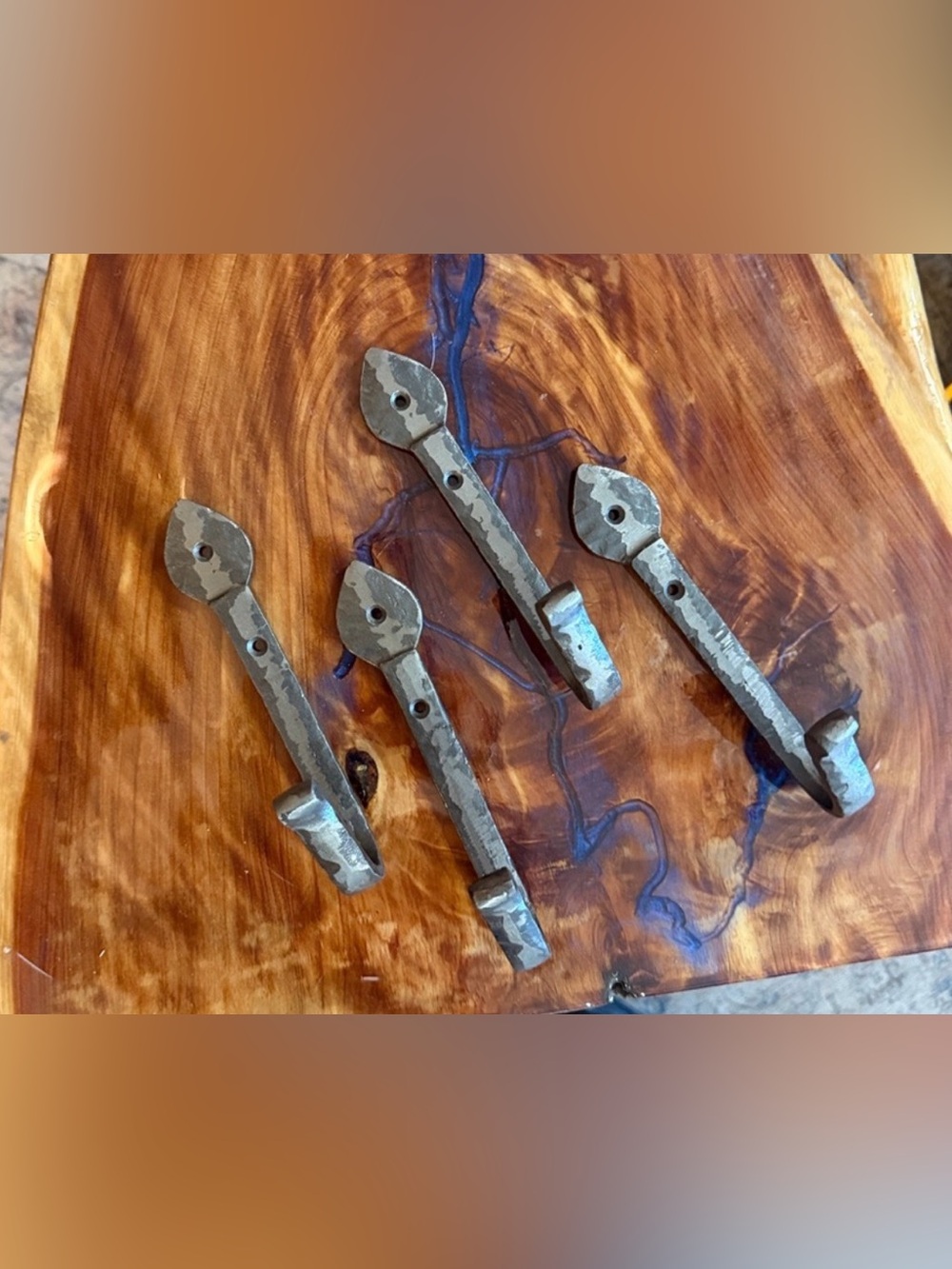 Hand Forged Iron Metal Wall Hooks - gray / aged silver